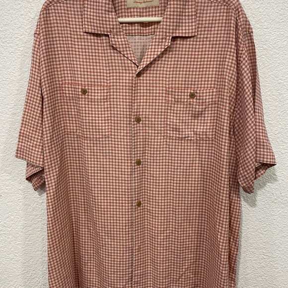 Tommy Bahama Other - Tommy Bahama Orange Checkered Silk Button up Shirt XL